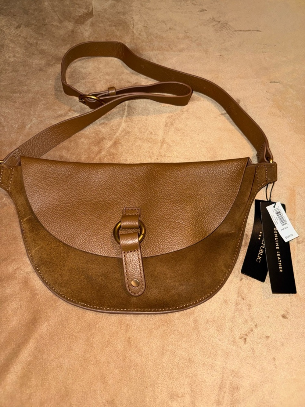 Genuine Leather Brown Crossbody Saddle Bag